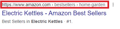 A screenshot of how Google interprets breadcrumb microdata