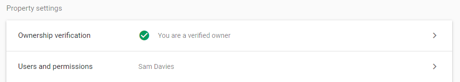 A screenshot of Google search console verifying my website