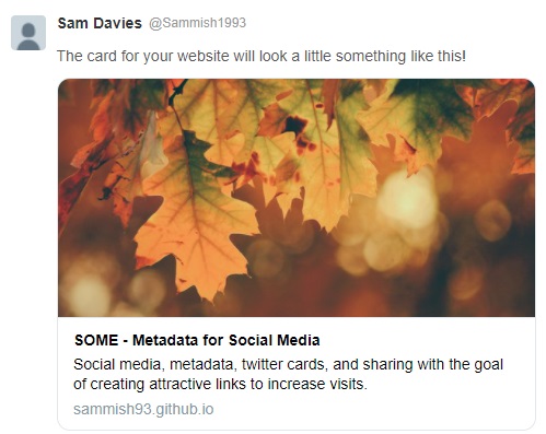 A rich object example using twitter cards metadata